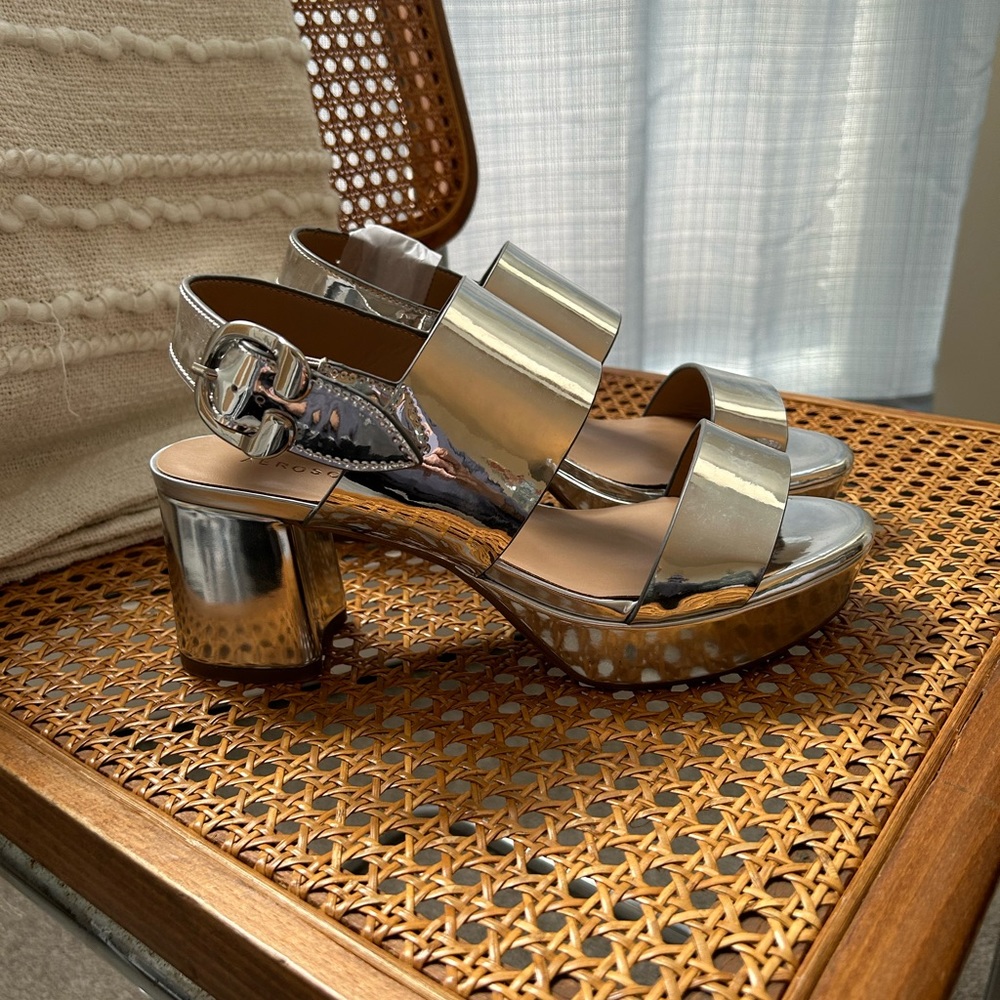 Aerosoles Silver Sparkle sandals.